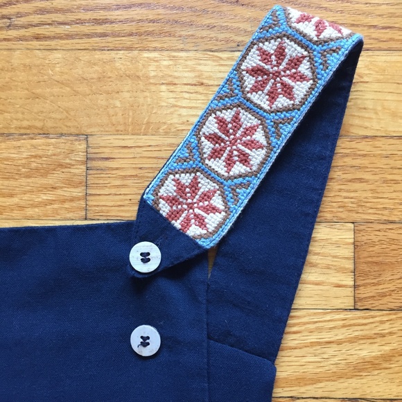 Fuego Azul Mexican Blue Linen Overalls - Picture 7 of 10